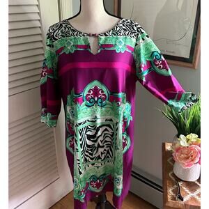Vintage ROBBIE BEE Womens Dress 16 Colorful Shift Cocktail Wedding Party 90s